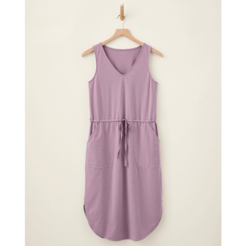 Garnet‎ Hill Lilac Recycled Easy Knit Tank Dress Sleeveless Drawstring Womens XL